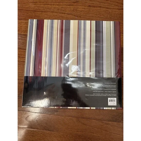 Colorbok 12x12 Scrapbook 10 Pages Striped Postbound Blue Green Burgundy New - Picture 5 of 6